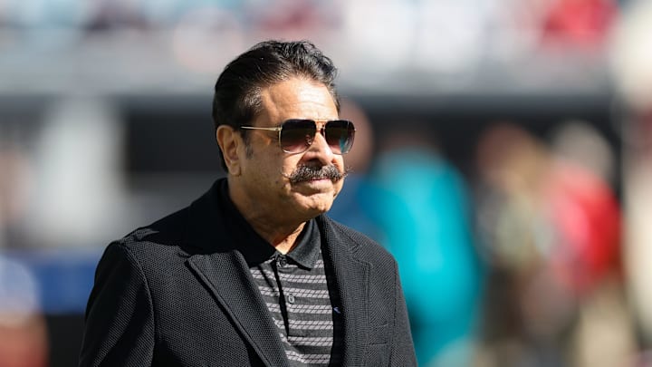 Dec 1, 2024; Jacksonville, Florida, USA; Jacksonville Jaguars owner Shad Khan looks on before a game against the Houston Texans at EverBank Stadium. Mandatory Credit: Nathan Ray Seebeck-Imagn Images Dec 1, 2024; Jacksonville, Florida, USA; Jacksonville Jaguars owner Shad Khan looks on before a game against the Houston Texans at EverBank Stadium. Mandatory Credit: Nathan Ray Seebeck-Imagn Images