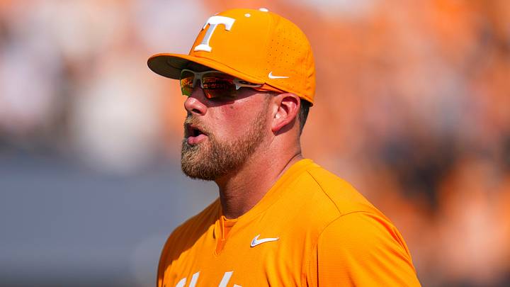 Tennessee baseball coach Josh Elander during a NCAA baseball game between Tennessee and Ole Miss at Lindsey Nelson Stadium on April 18, 2026. Tennessee baseball coach Josh Elander during a NCAA baseball game between Tennessee and Ole Miss at Lindsey Nelson Stadium on April 18, 2026.