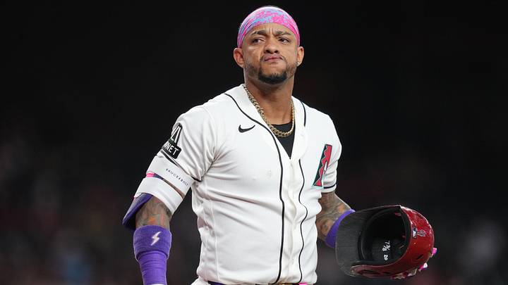 Arizona Diamondbacks batter Ketel Marte (4) reats after a swinging at a strike against the San Francisco Giants on June 29, 2026, at Chase Field in Phoenix. Arizona Diamondbacks batter Ketel Marte (4) reats after a swinging at a strike against the San Francisco Giants on June 29, 2026, at Chase Field in Phoenix.