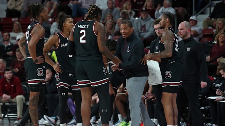 South Carolina basketball coach Lamont Paris and his team