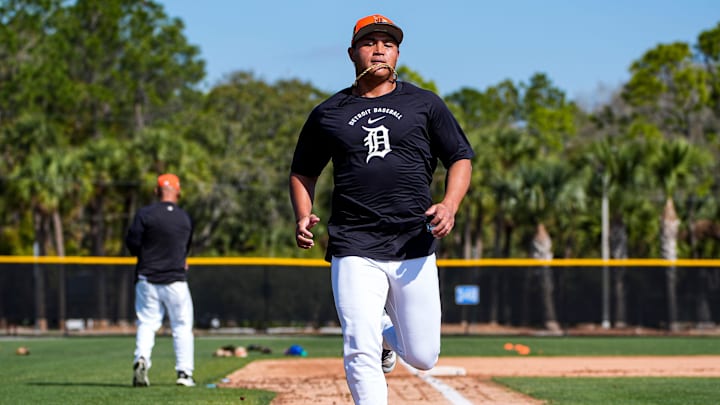Detroit Tigers infielder Hao-Yu Lee practices during spring training at TigerTown in Lakeland, Fla. on Thursday, Feb. 19, 2026.