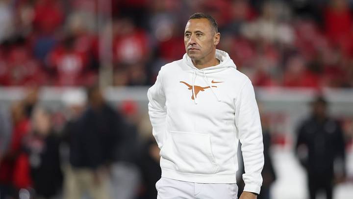 Texas Longhorns head coach Steve Sarkisian looks on. Credit: Brett Davis-Imagn Images