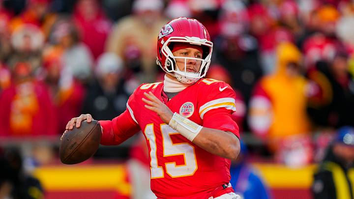 Dec 14, 2025; Kansas City, Missouri, USA; Kansas City Chiefs quarterback Patrick Mahomes (15) throws a pass during the second half against the Los Angeles Chargers at GEHA Field at Arrowhead Stadium. Mandatory Credit: Jay Biggerstaff-Imagn Images