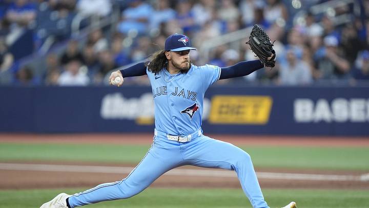 Toronto Blue Jays pitcher Spencer Arrighetti (45). Mandatory Credit: John E. Sokolowski-Imagn Images