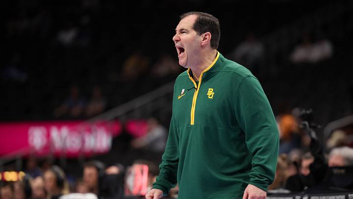 Mar 10, 2026; Kansas City, MO, USA; Baylor Bears coach Scott Drew reacts during the first half against the Arizona State Sun Devils at T-Mobile Center. Mandatory Credit: William Purnell-Imagn Images Mar 10, 2026; Kansas City, MO, USA; Baylor Bears coach Scott Drew reacts during the first half against the Arizona State Sun Devils at T-Mobile Center. Mandatory Credit: William Purnell-Imagn Images