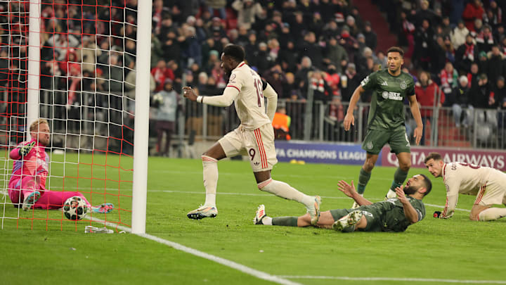 Alphonso Davies after scoring the equaliser for Bayern Munich against Celtic on Tuesday.