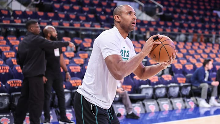 May 10, 2025; New York, New York, USA; Boston Celtics center Al Horford (42) warms up prior to game three of the second round for the 2025 NBA Playoffs against the New York Knicks at Madison Square Garden. Mandatory Credit: Wendell Cruz-Imagn Images May 10, 2025; New York, New York, USA; Boston Celtics center Al Horford (42) warms up prior to game three of the second round for the 2025 NBA Playoffs against the New York Knicks at Madison Square Garden. Mandatory Credit: Wendell Cruz-Imagn Images