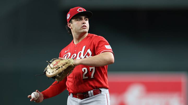 Aug 22, 2026; Phoenix, Arizona, USA; Cincinnati Reds infielder Sal Stewart (27) looks to throw the ball to the crowd against the Arizona Diamondbacks in the first inning at Chase Field. Mandatory Credit: Anna Carrington-Imagn Images Aug 22, 2026; Phoenix, Arizona, USA; Cincinnati Reds infielder Sal Stewart (27) looks to throw the ball to the crowd against the Arizona Diamondbacks in the first inning at Chase Field. Mandatory Credit: Anna Carrington-Imagn Images