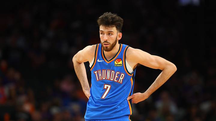 Apr 27, 2026; Phoenix, Arizona, USA; Oklahoma City Thunder center Chet Holmgren (7) against the Phoenix Suns during game four of the first round of the 2026 NBA Playoffs at Mortgage Matchup Center. Mandatory Credit: Mark J. Rebilas-Imagn Images Apr 27, 2026; Phoenix, Arizona, USA; Oklahoma City Thunder center Chet Holmgren (7) against the Phoenix Suns during game four of the first round of the 2026 NBA Playoffs at Mortgage Matchup Center. Mandatory Credit: Mark J. Rebilas-Imagn Images