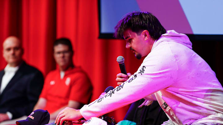 Nixa High School offensive tackle Jackson Cantwell, the No. 1 ranked high school football recruit for the class of 2026, announced he will play football at Miami during a ceremony on Tuesday, May 13, 2025.