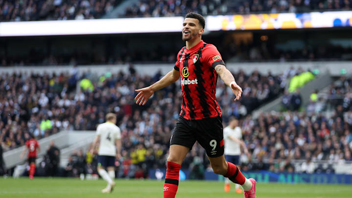 Tottenham Hotspur v AFC Bournemouth - Premier League - Solanke xelebrates scoring vs Spurs in the 22/23 season
