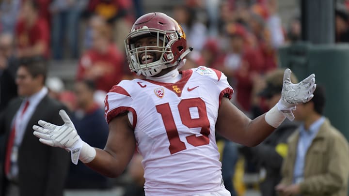 Michael Hutchings as a USC linebacker during the Rose Bowl following the 2016 season