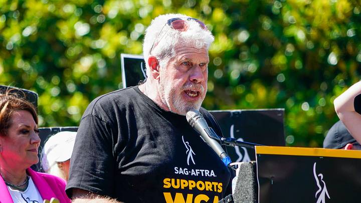 Actor Ron Perlman speaks at a rally held at Disney Studios in Burbank Calif. on August 22.