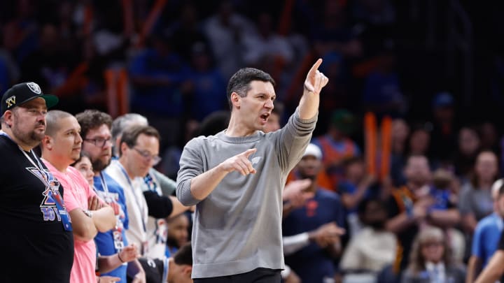 Apr 14, 2024; Oklahoma City, Oklahoma, USA; Oklahoma City Thunder head coach Mark Daigneault