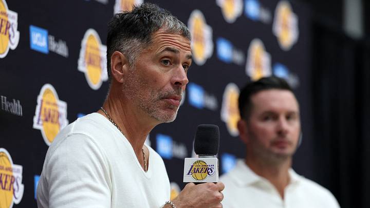Sep 24, 2026; Los Angeles, CA, USA; Los Angeles Lakers president of basketball operations and general manager Rob Pelinka speaks to the media during a press conference at UCLA Health Training Center. Mandatory Credit: Kiyoshi Mio-Imagn Images Sep 24, 2026; Los Angeles, CA, USA; Los Angeles Lakers president of basketball operations and general manager Rob Pelinka speaks to the media during a press conference at UCLA Health Training Center. Mandatory Credit: Kiyoshi Mio-Imagn Images