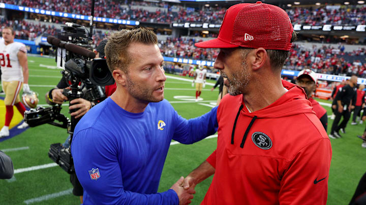 San Francisco 49ers head coach Kyle Shanahan (R) and Los Angeles Rams head coach Sean McVay (L)