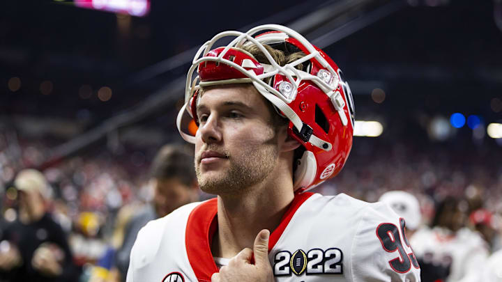 Jan 10, 2022; Indianapolis, IN, USA; Georgia Bulldogs kicker Jared Zirkel (99) against the Alabama