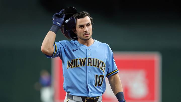 Jul 3, 2026; Phoenix, Arizona, USA; Milwaukee Brewers outfielder Sal Frelick against the Arizona Diamondbacks at Chase Field. Mandatory Credit: Mark J. Rebilas-Imagn Images Jul 3, 2026; Phoenix, Arizona, USA; Milwaukee Brewers outfielder Sal Frelick against the Arizona Diamondbacks at Chase Field. Mandatory Credit: Mark J. Rebilas-Imagn Images