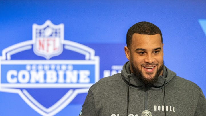 Mar 2, 2024; Indianapolis, IN, USA; Illinois offensive lineman Isaiah Adams (OL01) was chosen by the Arizona Cardinals in the third round of NFL Draft - Trevor Ruszkowski/USA TODAY Sports Mar 2, 2024; Indianapolis, IN, USA; Illinois offensive lineman Isaiah Adams (OL01) was chosen by the Arizona Cardinals in the third round of NFL Draft - Trevor Ruszkowski/USA TODAY Sports