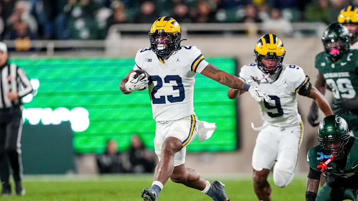 Michigan v Michigan State. Jordan Marshall Breaks a big touchdown run late in the fourth quarter in East Lansing Michigan v Michigan State. Jordan Marshall Breaks a big touchdown run late in the fourth quarter in East Lansing