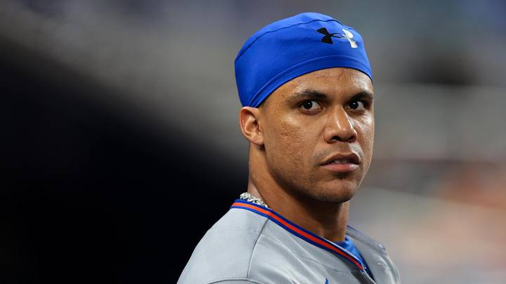 May 22, 2026; Miami, Florida, USA; New York Mets designated hitter Juan Soto (22) looks on against the Miami Marlins during the fourth inning at loanDepot Park. Mandatory Credit: Sam Navarro-Imagn Images May 22, 2026; Miami, Florida, USA; New York Mets designated hitter Juan Soto (22) looks on against the Miami Marlins during the fourth inning at loanDepot Park. Mandatory Credit: Sam Navarro-Imagn Images