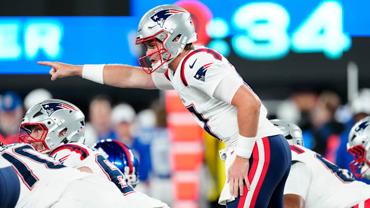 New England Patriots quarterback Ben Wooldridge (17) is shown, Thursday, August 21, 2025, in East Rutherford.