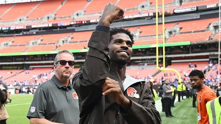 Aug 22, 2026; Cleveland, Ohio, USA; Cleveland Browns quarterback Shedeur Sanders (2) acknowledges fans after the game between the Browns and the Buffalo Bills during the second half at Huntington Bank Field. Mandatory Credit: Ken Blaze-Imagn Images Aug 22, 2026; Cleveland, Ohio, USA; Cleveland Browns quarterback Shedeur Sanders (2) acknowledges fans after the game between the Browns and the Buffalo Bills during the second half at Huntington Bank Field. Mandatory Credit: Ken Blaze-Imagn Images