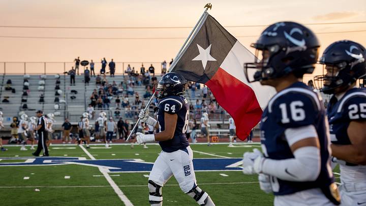Del Valle football players take the field before a football game against Coronado on Friday, Sept. 18, 2026, at Del Valle High School in El Paso, Texas. Del Valle football players take the field before a football game against Coronado on Friday, Sept. 18, 2026, at Del Valle High School in El Paso, Texas.