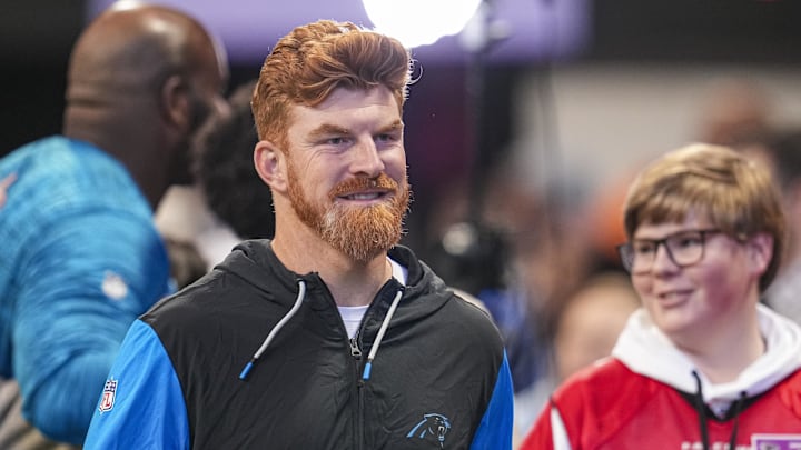 Jan 5, 2025; Atlanta, Georgia, USA; Carolina Panthers quarterback Andy Dalton (14) on the field prior to the game against the Atlanta Falcons at Mercedes-Benz Stadium. Mandatory Credit: Dale Zanine-Imagn Images Jan 5, 2025; Atlanta, Georgia, USA; Carolina Panthers quarterback Andy Dalton (14) on the field prior to the game against the Atlanta Falcons at Mercedes-Benz Stadium. Mandatory Credit: Dale Zanine-Imagn Images