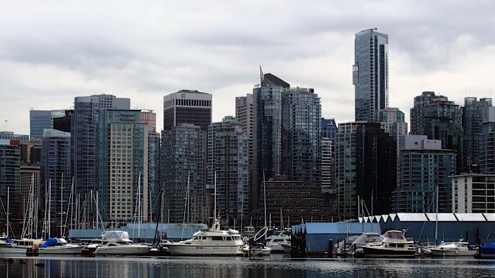 Feb 10, 2010; Vancouver, BC, CANADA; Part of the downtown Vancouver skyline prior to the start of the 2010 Vancouver Winter Games. Mandatory Credit: Guy Rhodes-Imagn Images