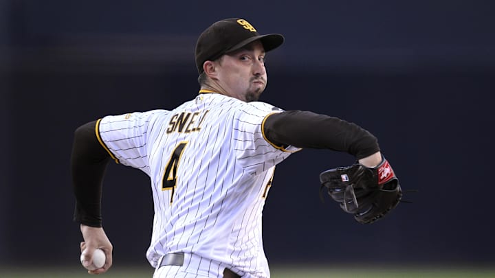 Sep 2, 2023; San Diego, California, USA; San Diego Padres starting pitcher Blake Snell (4) throws a