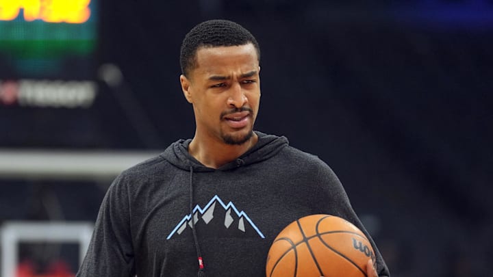 Nov 16, 2024; Sacramento, California, USA; Utah Jazz forward John Collins (20) before the game against the Sacramento Kings at Golden 1 Center. Mandatory Credit: Darren Yamashita-Imagn Images