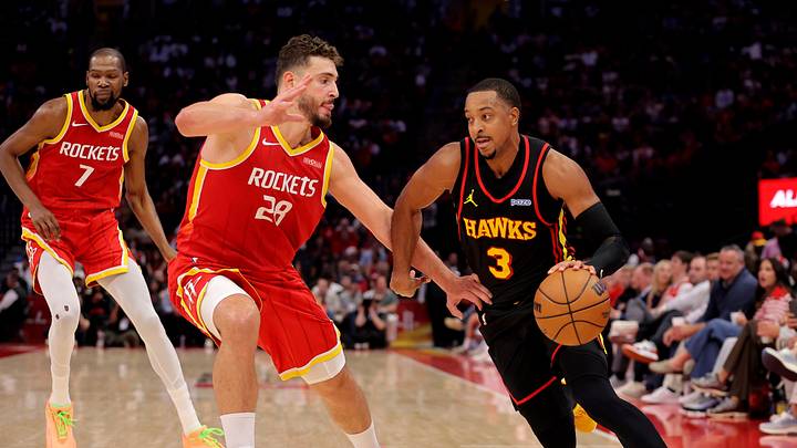 Oct 26, 2026; Houston, Texas, USA; Atlanta Hawks guard C.J. McCollum (3) handles the ball against Houston Rockets center Alperen Sengun (28) during the third quarter at Toyota Center. Mandatory Credit: Erik Williams-Imagn Images Oct 26, 2026; Houston, Texas, USA; Atlanta Hawks guard C.J. McCollum (3) handles the ball against Houston Rockets center Alperen Sengun (28) during the third quarter at Toyota Center. Mandatory Credit: Erik Williams-Imagn Images