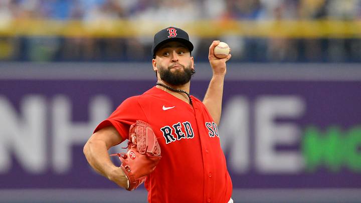 Sep 27, 2026; St. Petersburg, Florida, USA; Boston Red Sox pitcher Patrick Sandoval (43) delivers a pitch during the seventh inning against Chicago Cubs at Tropicana Field. Mandatory Credit: Pablo Robles-Imagn Images Sep 27, 2026; St. Petersburg, Florida, USA; Boston Red Sox pitcher Patrick Sandoval (43) delivers a pitch during the seventh inning against Chicago Cubs at Tropicana Field. Mandatory Credit: Pablo Robles-Imagn Images