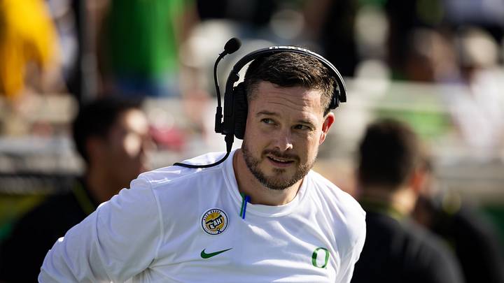 Nov 18, 2023; Tempe, Arizona, USA; Oregon Ducks head coach Dan Lanning against the Arizona State Sun Devils at Mountain America Stadium. 