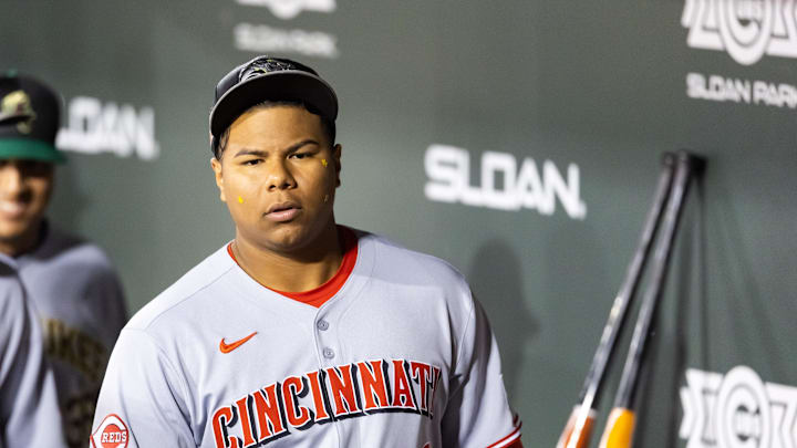 Nov 9, 2025; Mesa, AZ, USA; Cincinnati Reds catcher Alfredo Duno during the Arizona Fall League Fall Stars Game at Sloan Park. Mandatory Credit: Mark J. Rebilas-Imagn Images