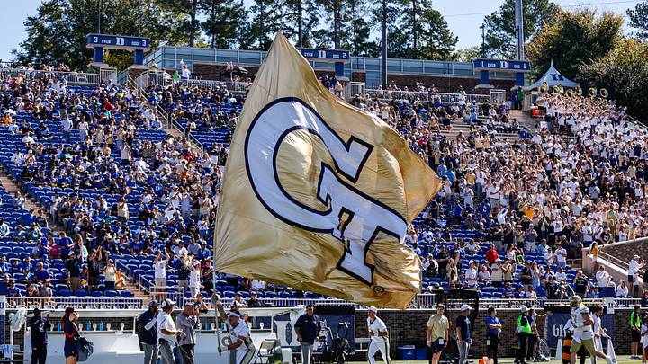 Oct 18, 2025; Durham, North Carolina, USA; Georgia Tech Yellow Jackets run out before the first half of the game against Duke Blue Devils at Wallace Wade Stadium. Mandatory Credit: Jaylynn Nash-Imagn Images Oct 18, 2025; Durham, North Carolina, USA; Georgia Tech Yellow Jackets run out before the first half of the game against Duke Blue Devils at Wallace Wade Stadium. Mandatory Credit: Jaylynn Nash-Imagn Images