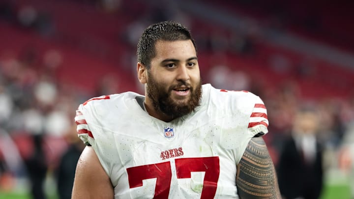 San Francisco 49ers guard Dominick Puni (77) San Francisco 49ers guard Dominick Puni (77)