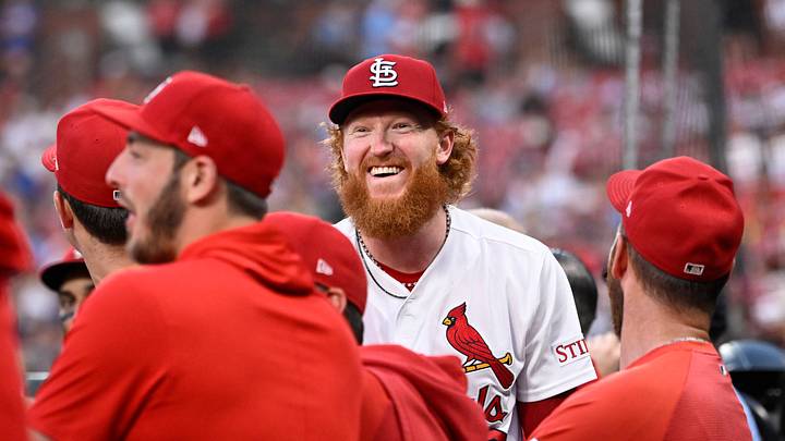 Jul 29, 2026; St. Louis, Missouri, USA; St. Louis Cardinals pitcher Dustin May (3) looks on during a game against the Chicago Cubs in the fifth inning at Busch Stadium. Mandatory Credit: Joe Puetz-Imagn Images Jul 29, 2026; St. Louis, Missouri, USA; St. Louis Cardinals pitcher Dustin May (3) looks on during a game against the Chicago Cubs in the fifth inning at Busch Stadium. Mandatory Credit: Joe Puetz-Imagn Images