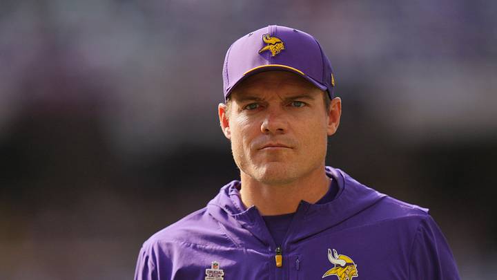 Oct 4, 2026; Minneapolis, Minnesota, USA;  Minnesota Vikings head coach Kevin O'Connell looks on before the game against the Miami Dolphins at U.S. Bank Stadium.  Mandatory Credit: Brad Rempel-Imagn Images