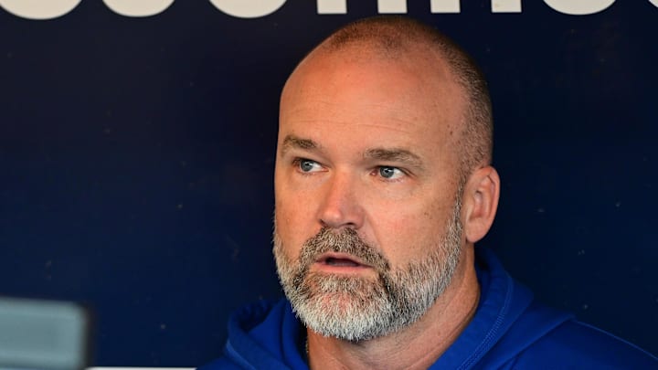 Sep 29, 2023; Milwaukee, Wisconsin, USA; Chicago Cubs manager David Ross speaks to the media before game against the Milwaukee Brewers at American Family Field. Mandatory Credit: Benny Sieu-Imagn Images Sep 29, 2023; Milwaukee, Wisconsin, USA; Chicago Cubs manager David Ross speaks to the media before game against the Milwaukee Brewers at American Family Field. Mandatory Credit: Benny Sieu-Imagn Images