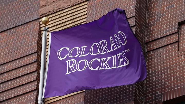 A general view of a Colorado Rockies flag A general view of a Colorado Rockies flag