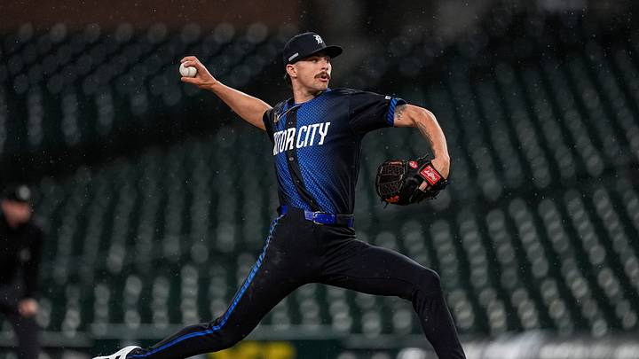 Detroit Tigers pitcher Ricky Vanasco (70) throws against Boston Red Sox during the seventh inning at Comerica Park in Detroit on Monday, May 4, 2026.