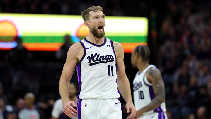 Nov 8, 2024; Sacramento, California, USA; Sacramento Kings forward Domantas Sabonis (11) during the game against the Los Angeles Clippers at Golden 1 Center. Mandatory Credit: Sergio Estrada-Imagn Images