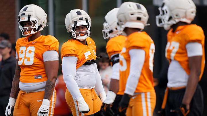 Tennessee defensive lineman Xavier Gilliam (54) during the Vols' spring football practice in Knoxville on March 19, 2026.