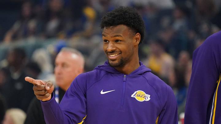 Oct 5, 2025; San Francisco, California, USA; Los Angeles Lakers guard Bronny James (9) smiles at a teammate during warms up before the game against the Golden State Warriors at Chase Center. Mandatory Credit: David Gonzales-Imagn Images Oct 5, 2025; San Francisco, California, USA; Los Angeles Lakers guard Bronny James (9) smiles at a teammate during warms up before the game against the Golden State Warriors at Chase Center. Mandatory Credit: David Gonzales-Imagn Images
