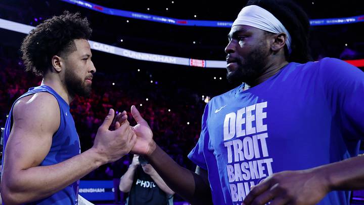 May 17, 2026; Detroit, Michigan, USA; Detroit Pistons guard Cade Cunningham (2) and forward Isaiah Stewart (28) during player introductions before game seven of the second round of the 2026 NBA Playoffs against the Cleveland Cavaliers at Little Caesars Arena. Mandatory Credit: Rick Osentoski-Imagn Images May 17, 2026; Detroit, Michigan, USA; Detroit Pistons guard Cade Cunningham (2) and forward Isaiah Stewart (28) during player introductions before game seven of the second round of the 2026 NBA Playoffs against the Cleveland Cavaliers at Little Caesars Arena. Mandatory Credit: Rick Osentoski-Imagn Images