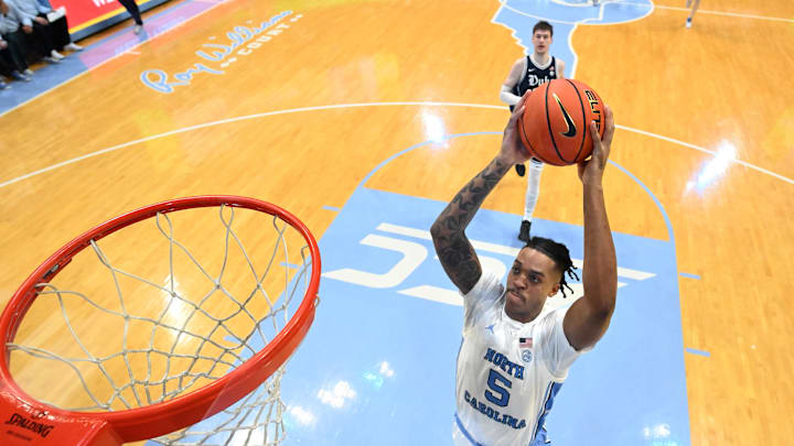 Feb 3, 2024; Chapel Hill, North Carolina, USA; North Carolina Tar Heels forward Armando Bacot (5)
