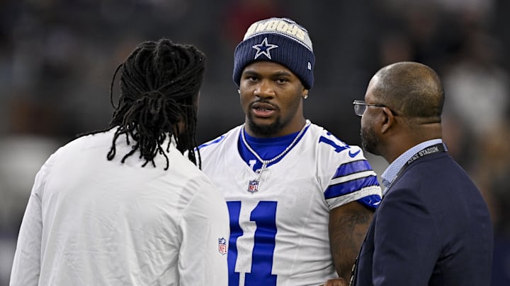 Dallas Cowboys defensive end Micah Parsons looks on before the game against the Baltimore Ravens at AT&T Stadium.