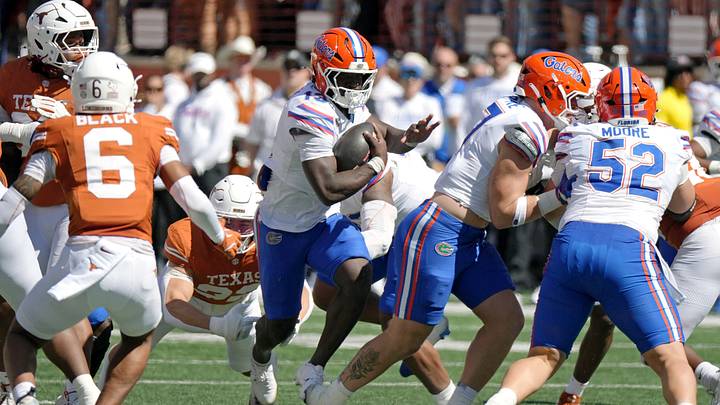 Oct 17, 2026; Austin, Texas, USA; Florida Gators running back Jadan Baugh (13) runs for yards during the first half against the Texas Longhorns at Darrell K Royal-Texas Memorial Stadium. Mandatory Credit: Scott Wachter-Imagn Images Oct 17, 2026; Austin, Texas, USA; Florida Gators running back Jadan Baugh (13) runs for yards during the first half against the Texas Longhorns at Darrell K Royal-Texas Memorial Stadium. Mandatory Credit: Scott Wachter-Imagn Images
